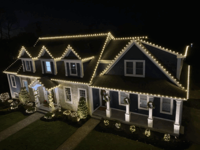 Holiday lighting installation in Massachusetts